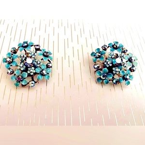 Mid-Century Art Deco Vintage Crystal Clip Earrings